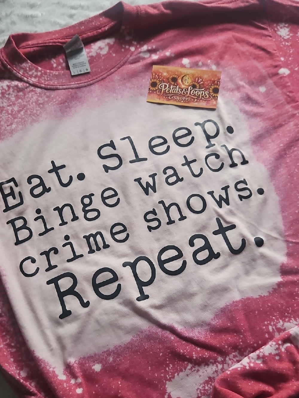Gildan Pink and White Short Sleeve Tee with Black Text